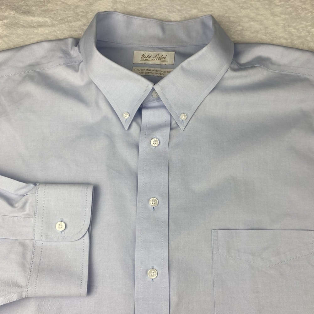 Roundtree & Yoke Gold Label Dress Shirt Mens 19-35 BIG Light Blue No Iron NWT!